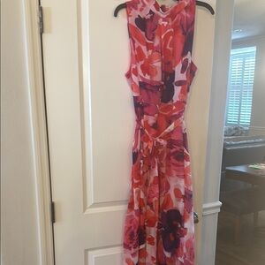 Floral Sleeveless Dress - Pink and Red